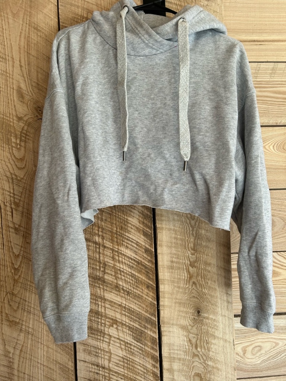 aerie Light Grey Cropped Hoodie